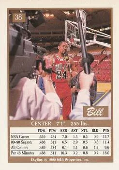 1990-91 SkyBox Bill Cartwright #38 card back image