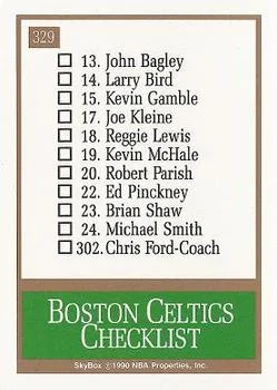 1990-91 SkyBox Boston Celtics Logo/Checklist #329 card back image