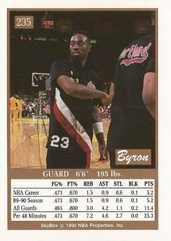 1990-91 SkyBox Byron Irvin #235 card back image