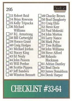1990-91 SkyBox Checklist: 1-64 #295 card back image