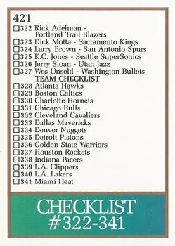 1990-91 SkyBox Checklist: 301-341 #421 card back image