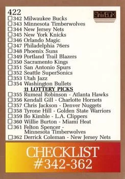 1990-91 SkyBox Checklist: 342-382 #422 card image