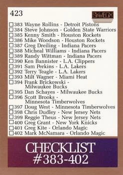 1990-91 SkyBox Checklist: 383-423 #423 card image