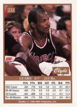 1990-91 SkyBox Clyde Drexler #233 card back image