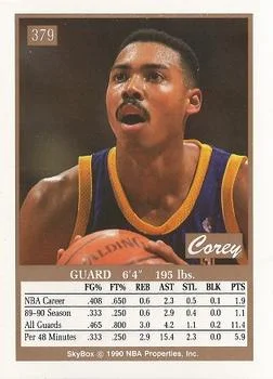 1990-91 SkyBox Corey Gaines #379 card back image