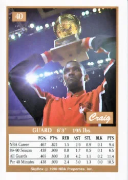 1990-91 SkyBox Craig Hodges #40 card back image