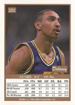 1990-91 SkyBox Delaney Rudd #283 card back image