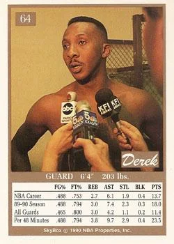 1990-91 SkyBox Derek Harper #64 card back image