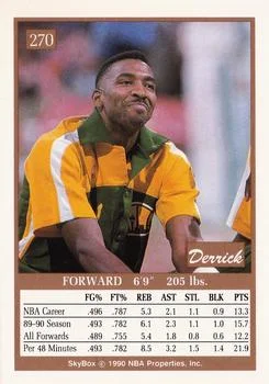 1990-91 SkyBox Derrick McKey #270 card back image