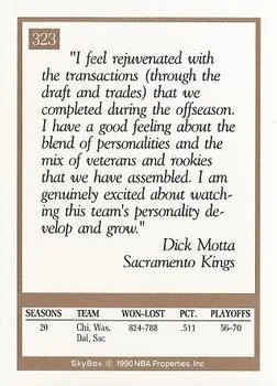 1990-91 SkyBox Dick Motta Head Coach #323 card back image