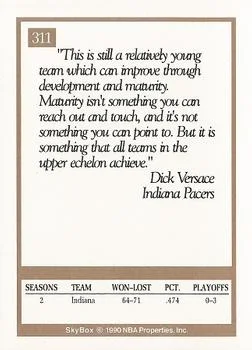 1990-91 SkyBox Dick Versace Head Coach #311 card back image