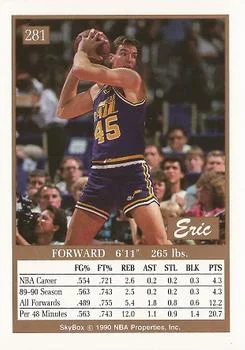 1990-91 SkyBox Eric Leckner SP #281 card back image