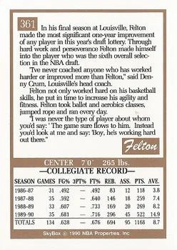 1990-91 SkyBox Felton Spencer Draft Picks #361 card back image