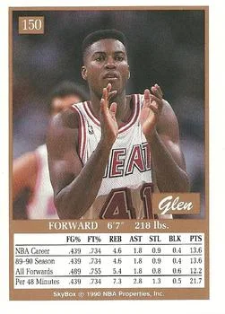 1990-91 SkyBox Glen Rice #150 card back image