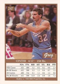 1990-91 SkyBox Greg Kite SP #247 card back image