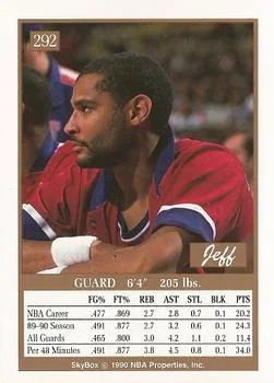 1990-91 SkyBox Jeff Malone SP #292 card back image
