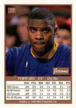 1990-91 SkyBox Jerome Lane #77 card back image