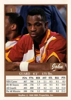 1990-91 SkyBox John Battle #1 card back image