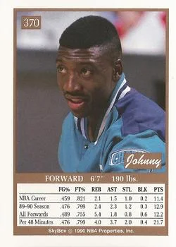 1990-91 SkyBox Johnny Newman #370 card back image