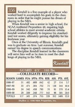 1990-91 SkyBox Kendall Gill Draft Picks #356 card back image