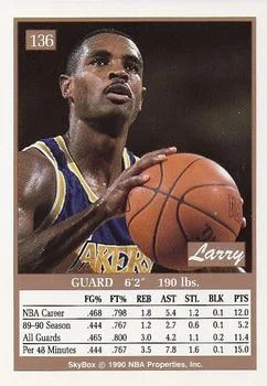 1990-91 SkyBox Larry Drew #136 card back image