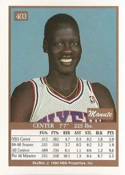 1990-91 SkyBox Manute Bol #403 card back image