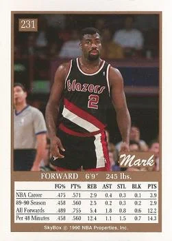 1990-91 SkyBox Mark Bryant #231 card back image