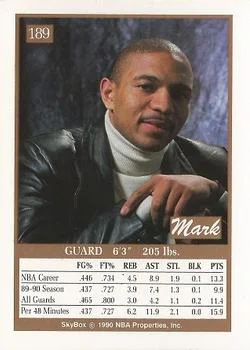 1990-91 SkyBox Mark Jackson #189 card back image