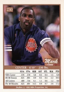 1990-91 SkyBox Mark West #230 card back image