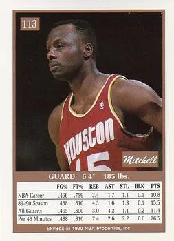 1990-91 SkyBox Mitchell Wiggins COR #113b card back image