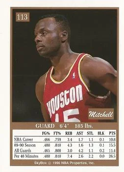 1990-91 SkyBox Mitchell Wiggins ERR #113a card back image