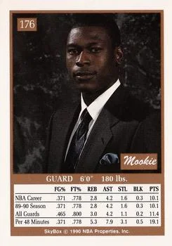 1990-91 SkyBox Mookie Blaylock #176 card back image