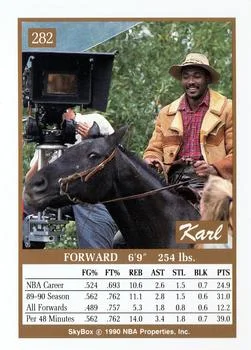 1990-91 SkyBox Karl Malone PROTO [Prototypes] Prototypes #282 card back image