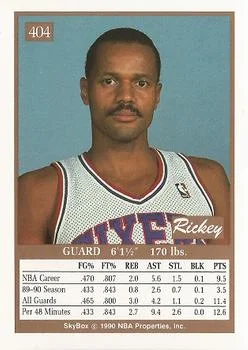 1990-91 SkyBox Rickey Green #404 card back image
