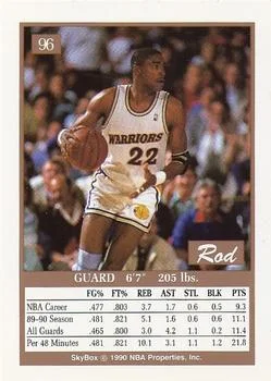 1990-91 SkyBox Rod Higgins #96 card back image