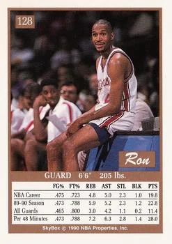 1990-91 SkyBox Ron Harper #128 card back image