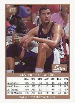 1990-91 SkyBox Sam Bowie #177 card back image