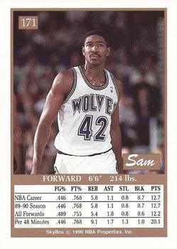 1990-91 SkyBox Sam Mitchell #171 card back image