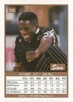 1990-91 SkyBox Sam Vincent #209 card back image