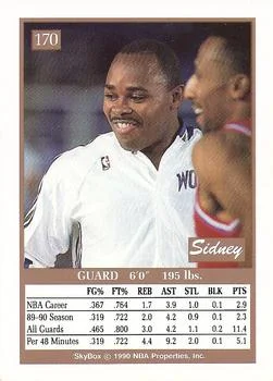 1990-91 SkyBox Sidney Lowe SP #170 card back image