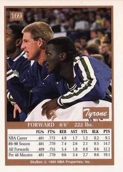 1990-91 SkyBox Tyrone Corbin #169 card back image
