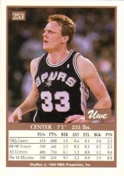 1990-91 SkyBox Uwe Blab SP #253 card back image