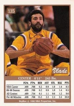 1990-91 SkyBox Vlade Divac #135 card back image