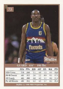 1990-91 SkyBox Walter Davis #73 card back image