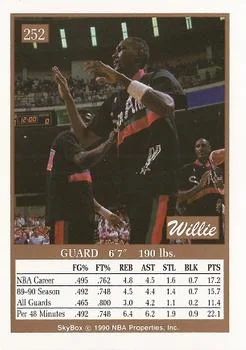 1990-91 SkyBox Willie Anderson #252 card back image