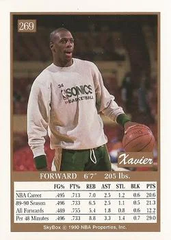 1990-91 SkyBox Xavier McDaniel #269 card back image
