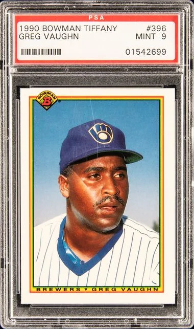 1990 Bowman Greg Vaughn Tiffany #396 card image