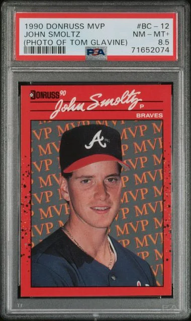 1990 Donruss John Smoltz MVP (Photo Of Tom Glavine) #BC-12 card image