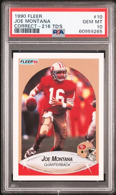 1990 Fleer Joe Montana Error #10 card image