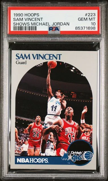 1990 Hoops Sam Vincent Shows Michael Jordan #223 card image